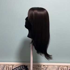Dark brown synthetic hair topper 16”